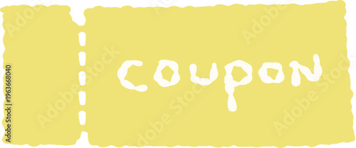Hand-drawn yellow simple coupon ticket illustration - cute doodle with perforated edge