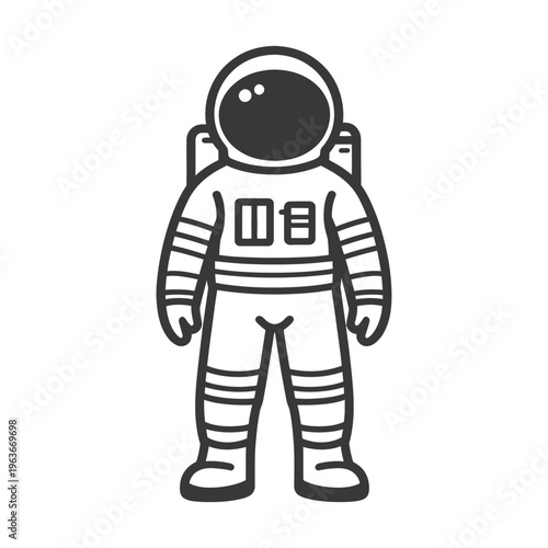 A simple illustrated figure representing a standing astronaut