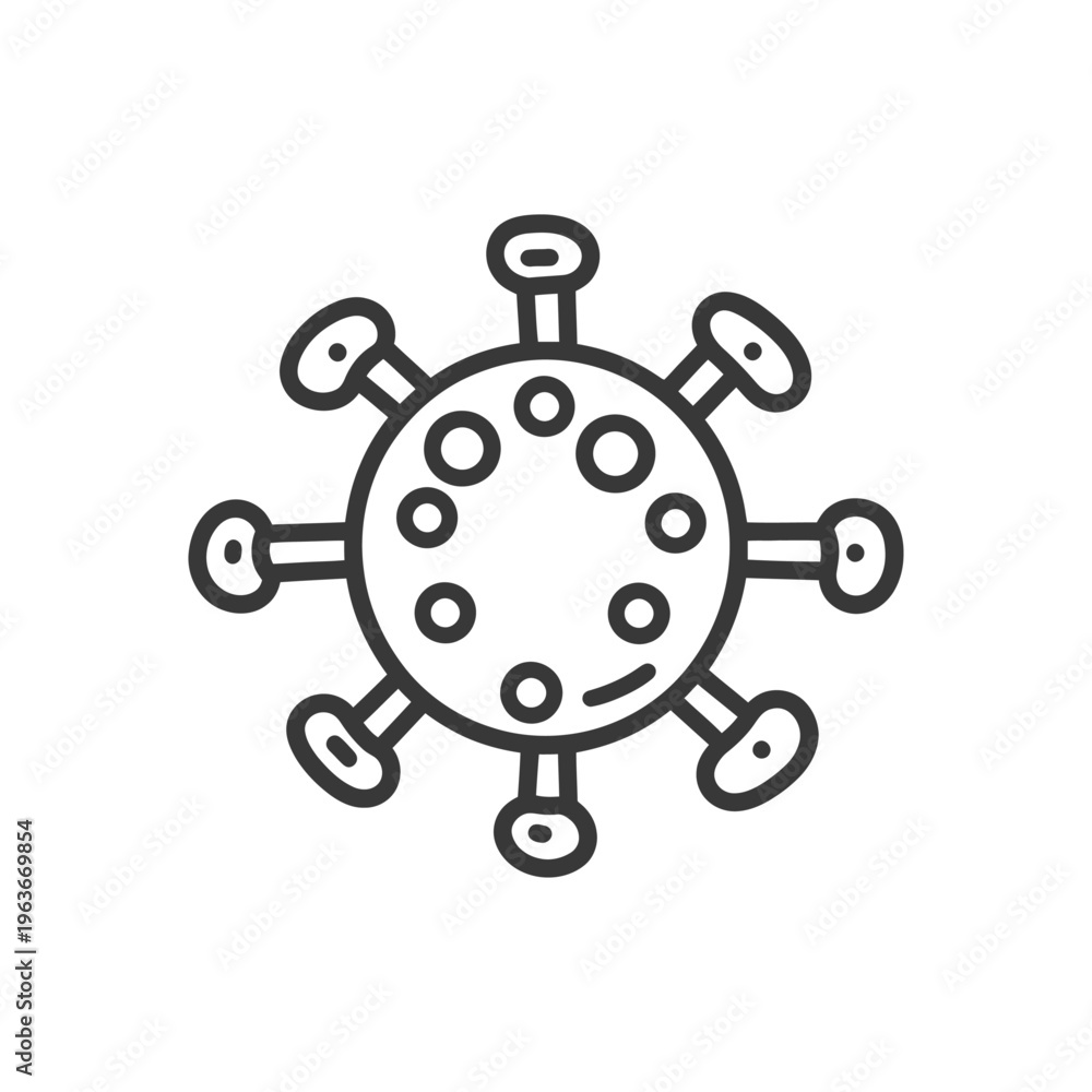 Fototapeta premium Black and white illustration depicting a circular virus particle