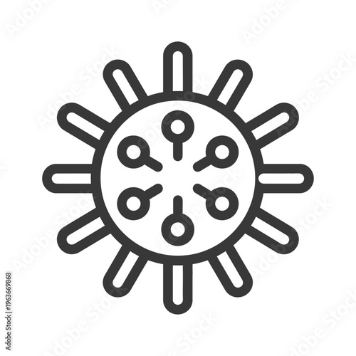 A simplified illustration of a microbe with radiating extensions