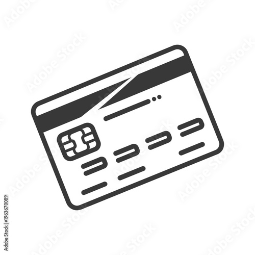 A simplistic black and white illustration of a payment card