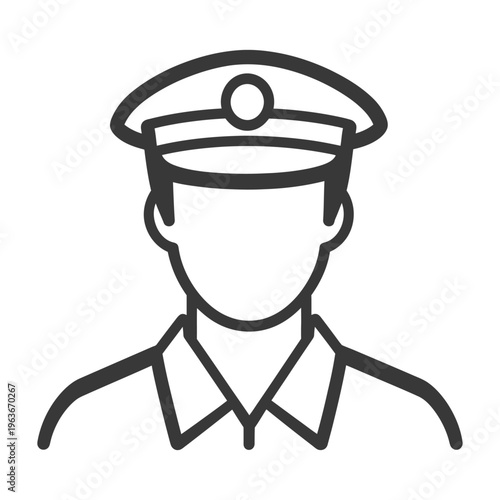 A simplified illustration of a person wearing a uniform hat