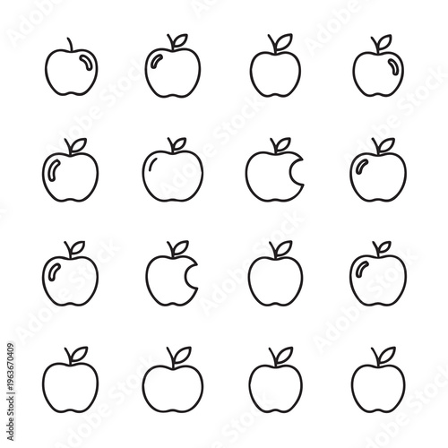 Icons Collection: Various Styles Simple Outline Graphics for Healthy Food Concepts