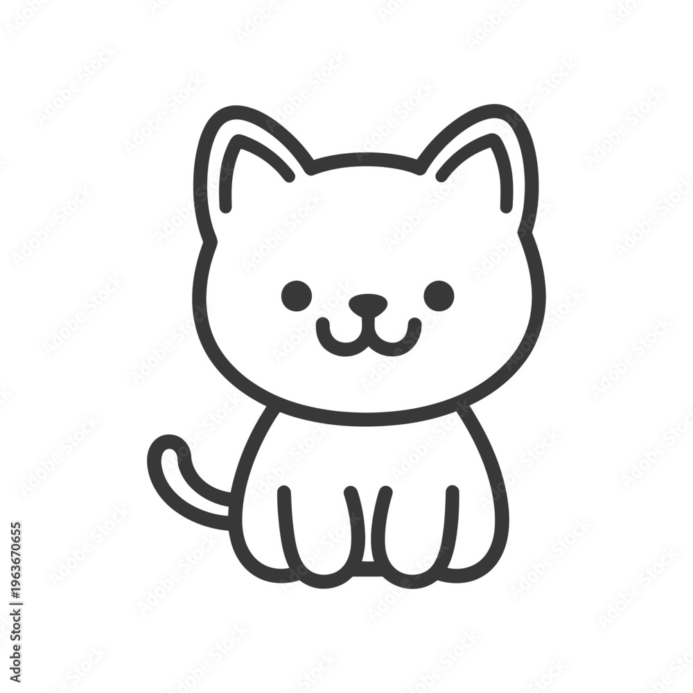 Obraz premium A smiling cartoon cat in a seated position looking forward
