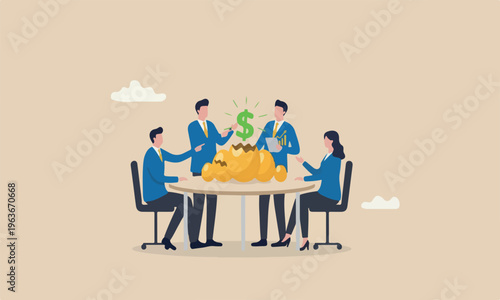 Growth or, dividends teams together from stock market metaphor or profit and return from investment asset concept, shiny golden eggs with one hatched as US dollar money sign