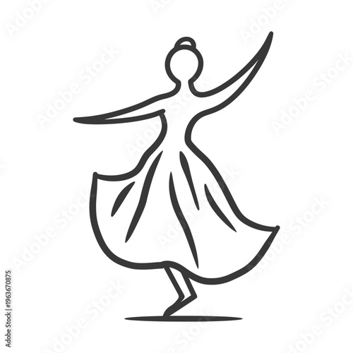 An elegant silhouette of a woman dancing gracefully on one foot