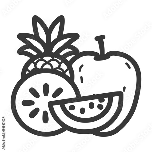 A simplistic illustration of three different types of fruits