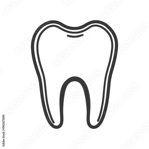 A simple black and white line drawing of a tooth