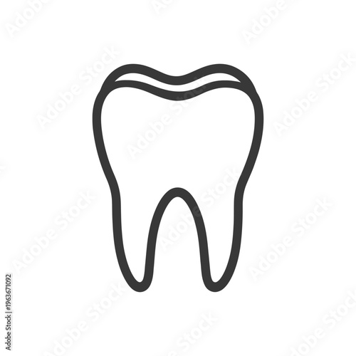 A simple black outline drawing of a human molar tooth