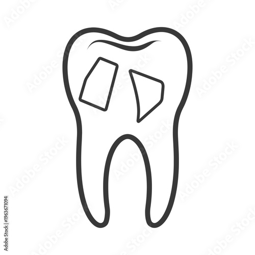 A single premolar tooth illustration depicting dental cavities or decay