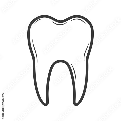 A simplistic outlined black and white illustration of a human tooth