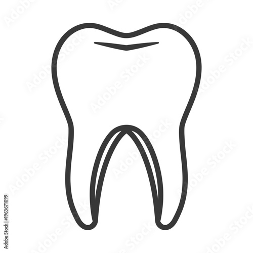 A simple black and white illustration of a human tooth