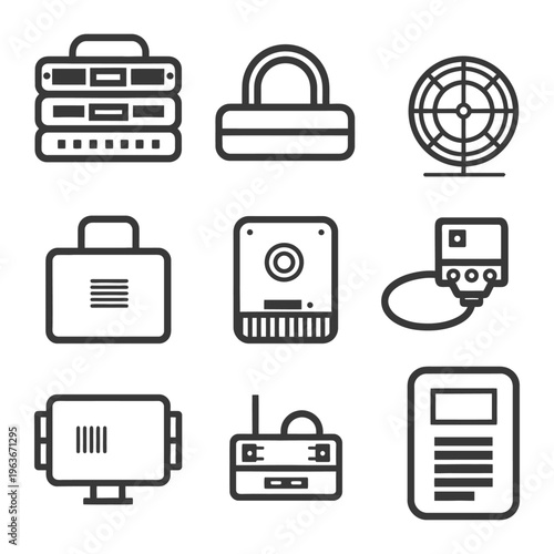 Various icons representing technology and security related concepts