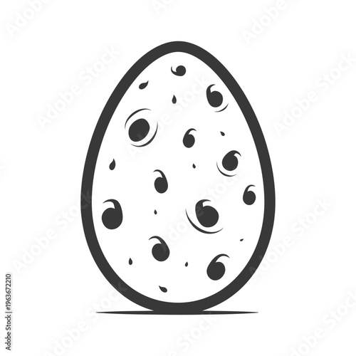 An illustrated outline image of a spotted oval shape egg