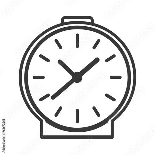 An illustration of a basic analog alarm clock with hands