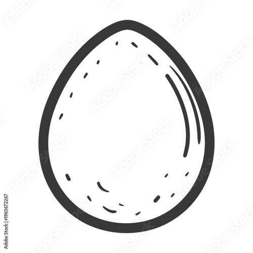 A simplistic black and white sketch of an egg shape