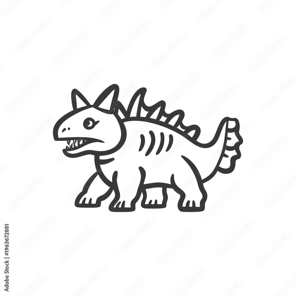 Fototapeta premium A cartoon illustration of a stylized dinosaur creature in profile