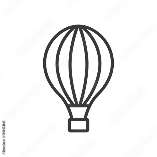 A Simple Black And White Outline Depiction Of A Hot Air Balloon