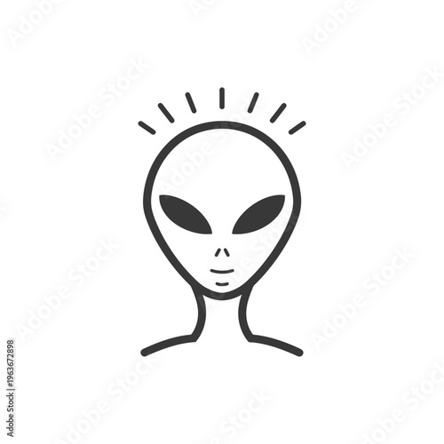The simple black and white illustration of an extraterrestrial being