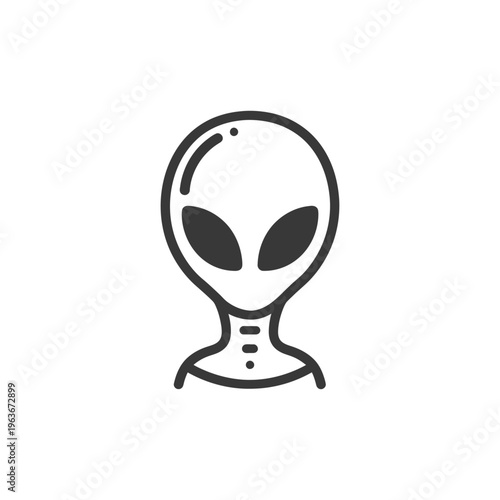 An illustrated drawing of an alien head and neck