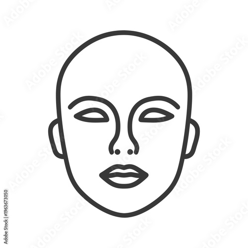 Simple outline representation of a human face looking forward