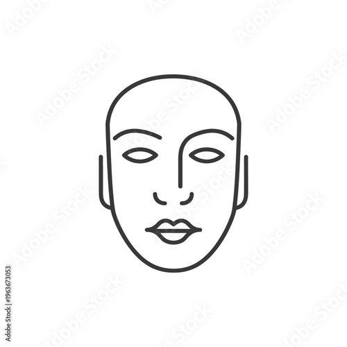 Simple outline drawing of a human face with symmetry