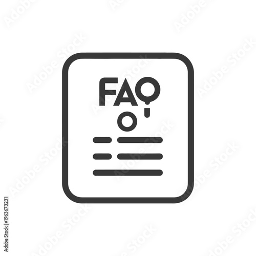 Simple black and white icon depicting frequently asked questions answers