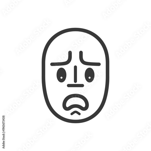 An outlined image of a face depicting worry and stress