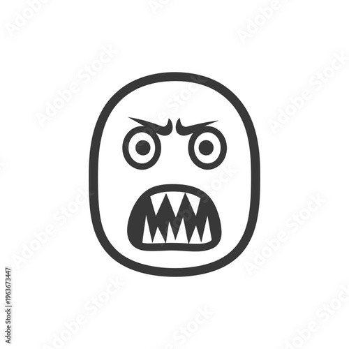 A circular angry emoji showing expression and sharp teeth