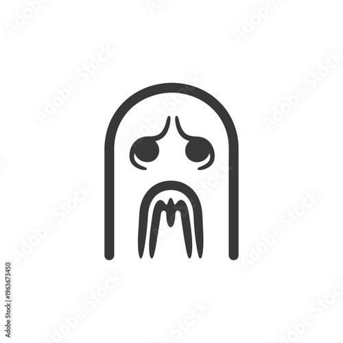 A Simple Monochrome Illustration Depicting a Sad Looking Ghost