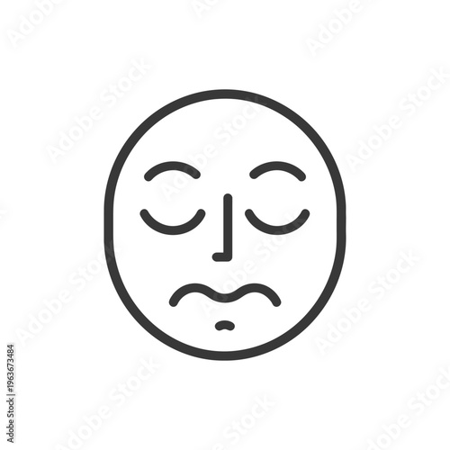 A black outlined face expressing a sad or negative emotion
