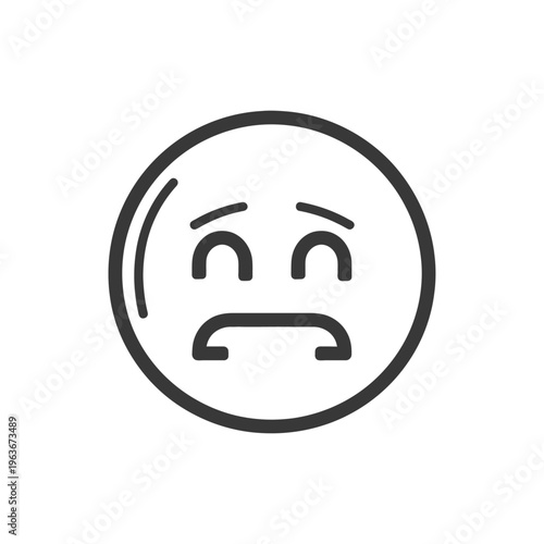 A simple graphic circle containing a visual expression of sadness