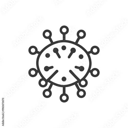 Illustration of a virus cell containing multiple external circular protrusions