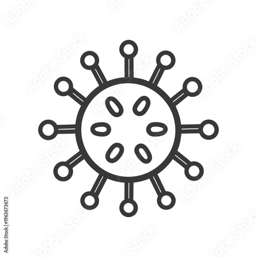 An illustration of a viral particle with surrounding spike proteins