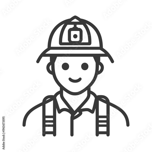 A stylized illustration of a firefighter wearing protective equipment