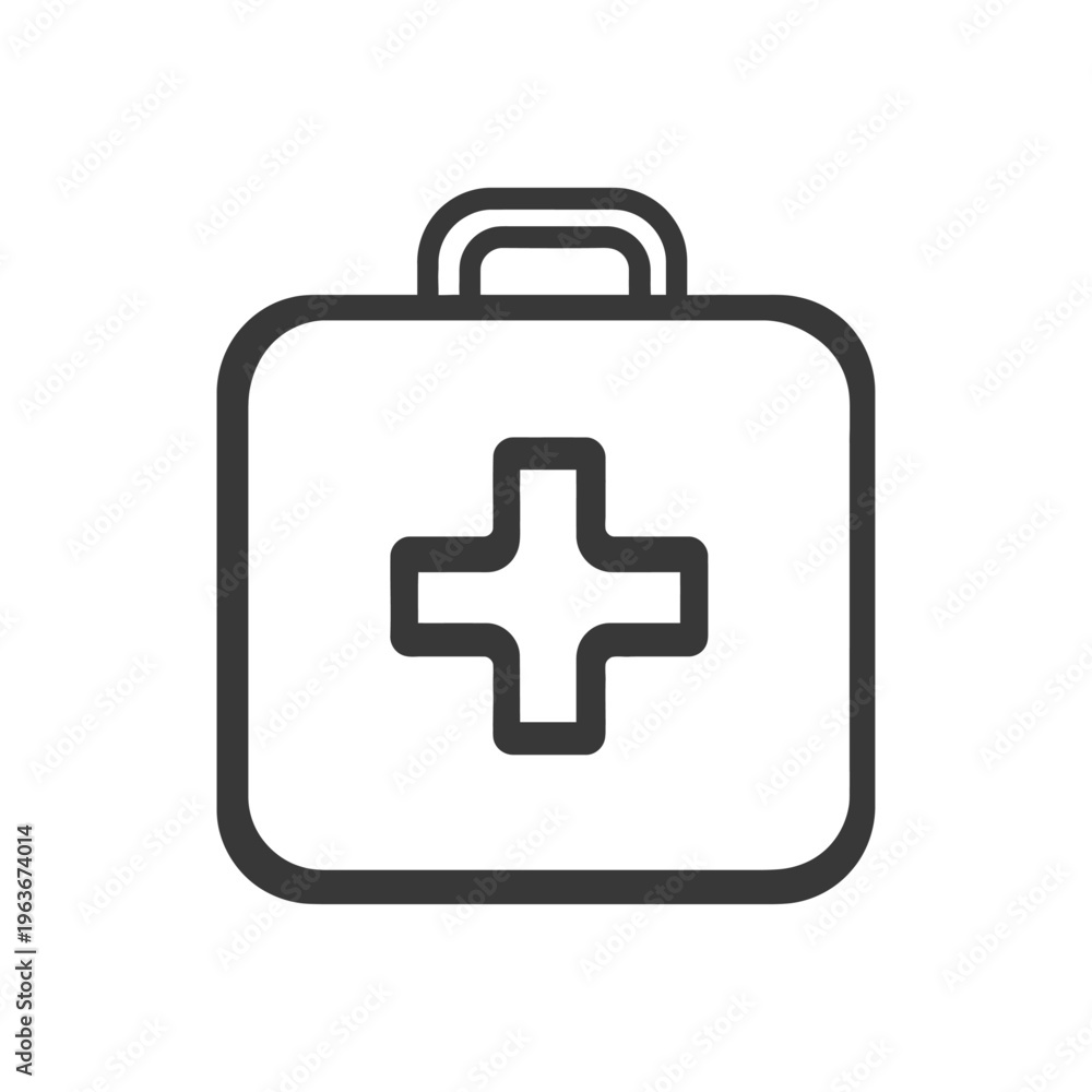 Fototapeta premium A simple outline image depicting a first aid kit