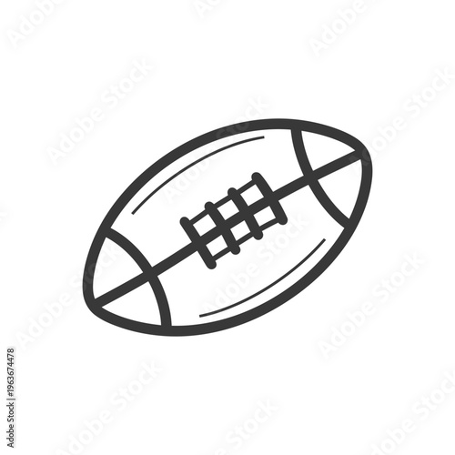 A black and white illustration depicting an american football