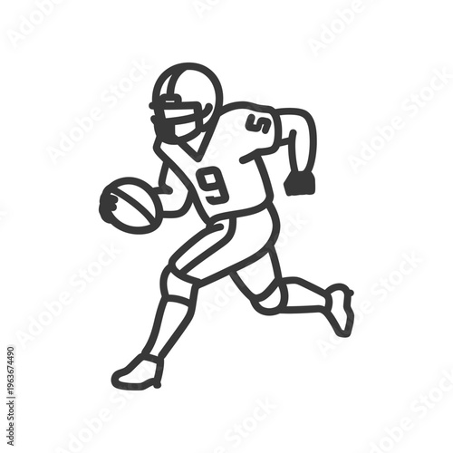 A stylized outline of a football player in running motion