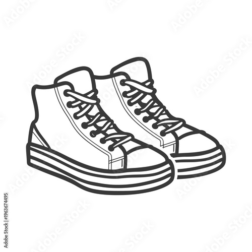 A pair of high top canvas sneakers with white laces