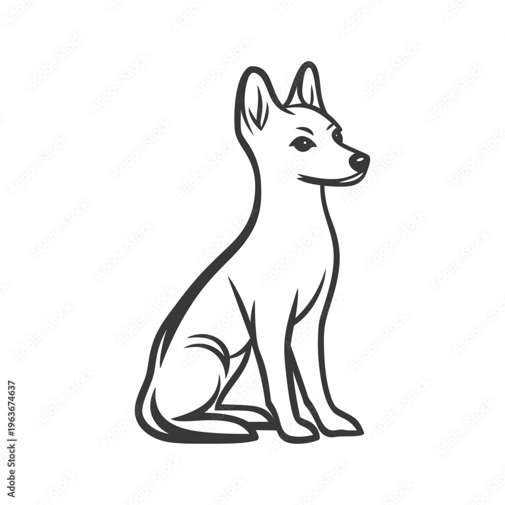 Fototapeta premium A simple and elegant black and white line drawing of a dog