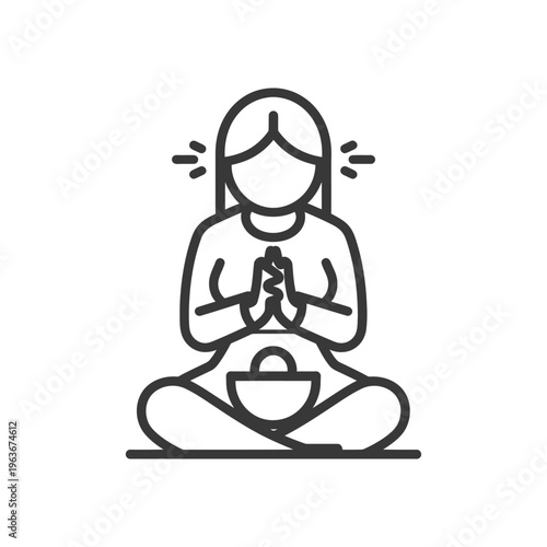 Simplified illustration depicting a person in a meditative posture