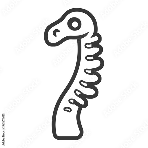 Cartoon depiction of a long necked dinosaur with its head shown