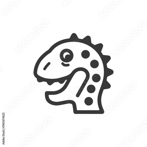 A simple illustration of a dinosaur head with sharp spikes