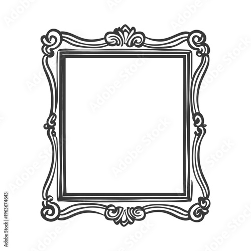 A Decorative Rectangular Frame Border With Ornamental Swirl Designs