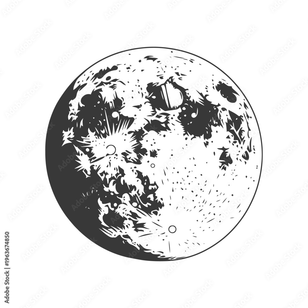 Obraz premium A monochromatic image of the earths natural satellite the moon
