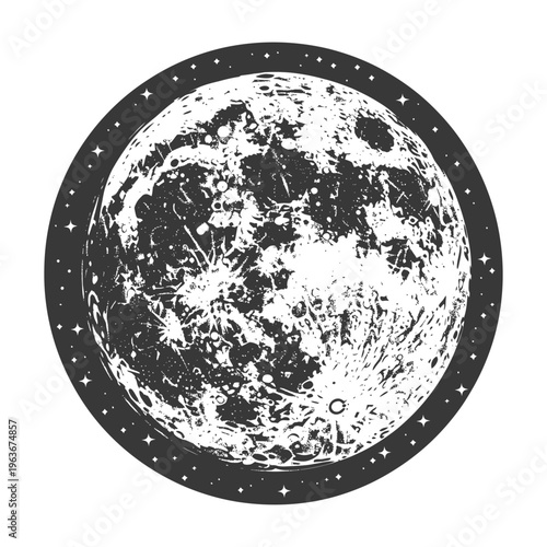 The Full Moon Depicted Inside a Decorative Celestial Circle