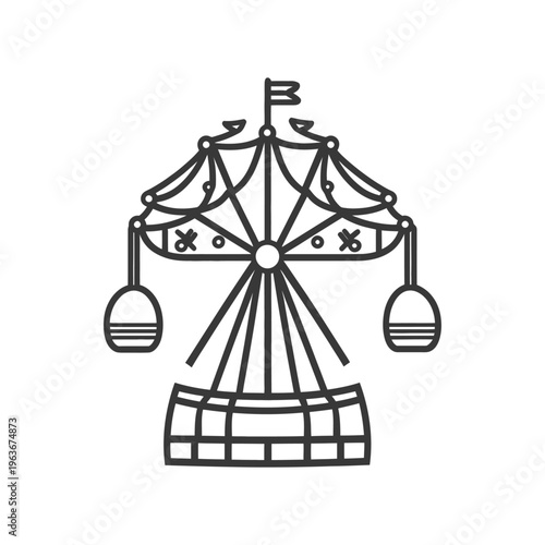 A simple line drawing of a classic carnival ride