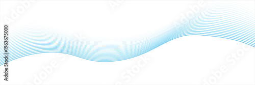 Abstract blue smooth wave on a white background. Dynamic sound wave. Design element. Vector illustration.
