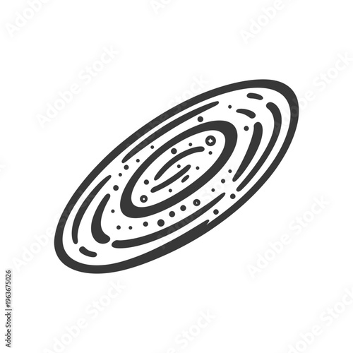 An illustrative drawing of a spiral galaxy in space