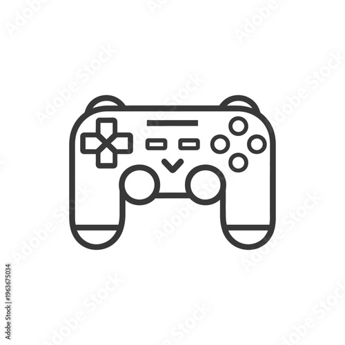 A black and white outline of a game controller device
